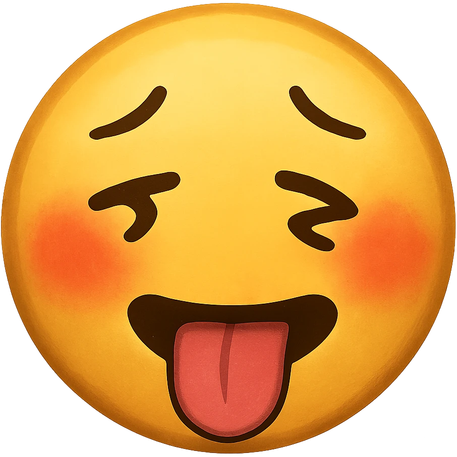 yellow face with tongue out, flushed cheeks,  drunk, remove background emoji