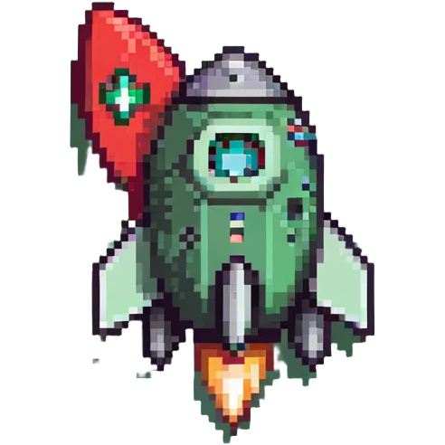 A large green checkmark emoji similar to iOS style as the main feature, with a small diagonal rocket ship in the bottom right corner emoji