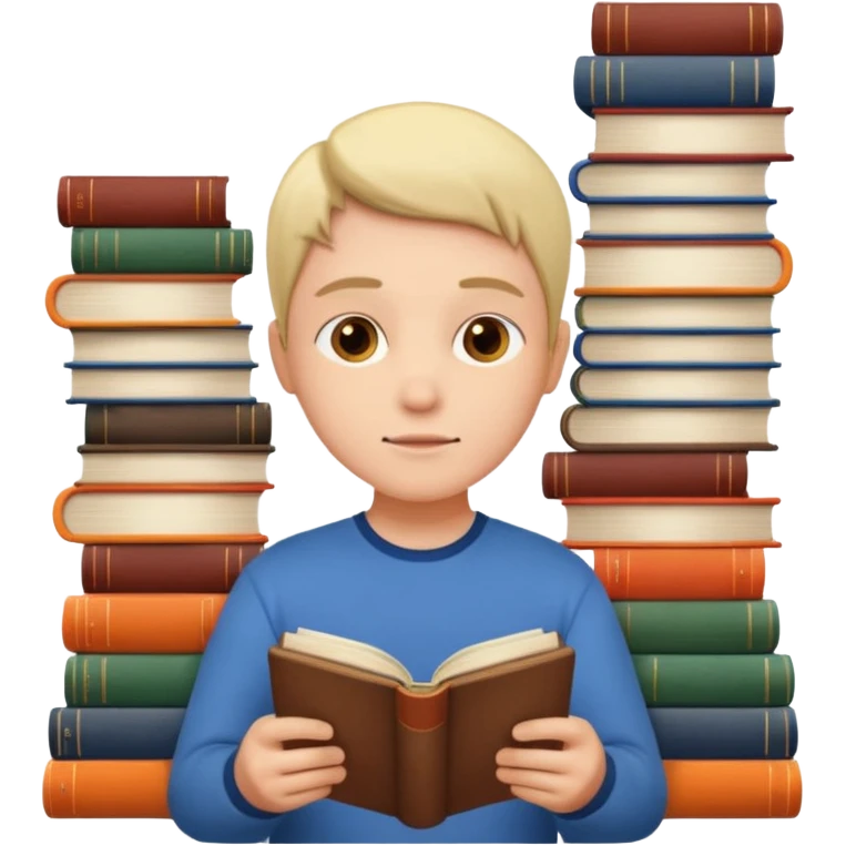 Reader + stack of books emoji