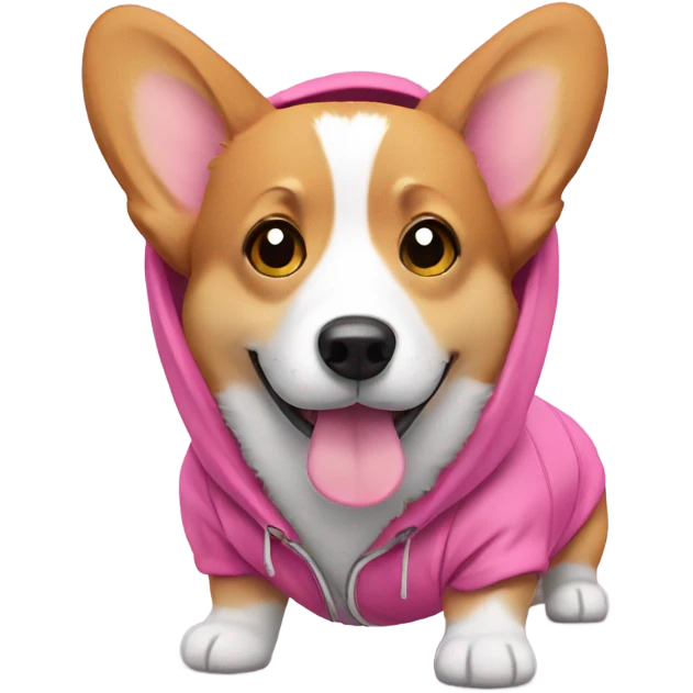 Corgi wearing a pink hoodie emoji