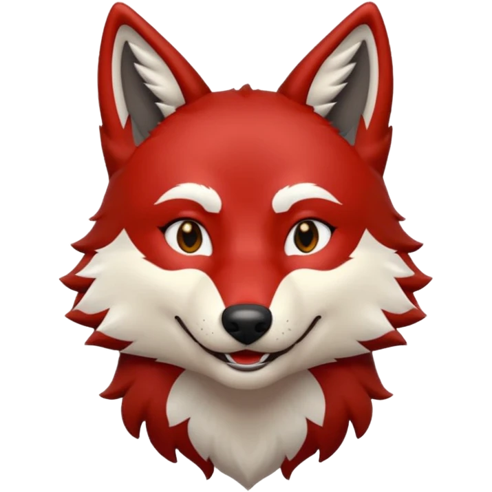Red and black wolf with white accents smiling  emoji