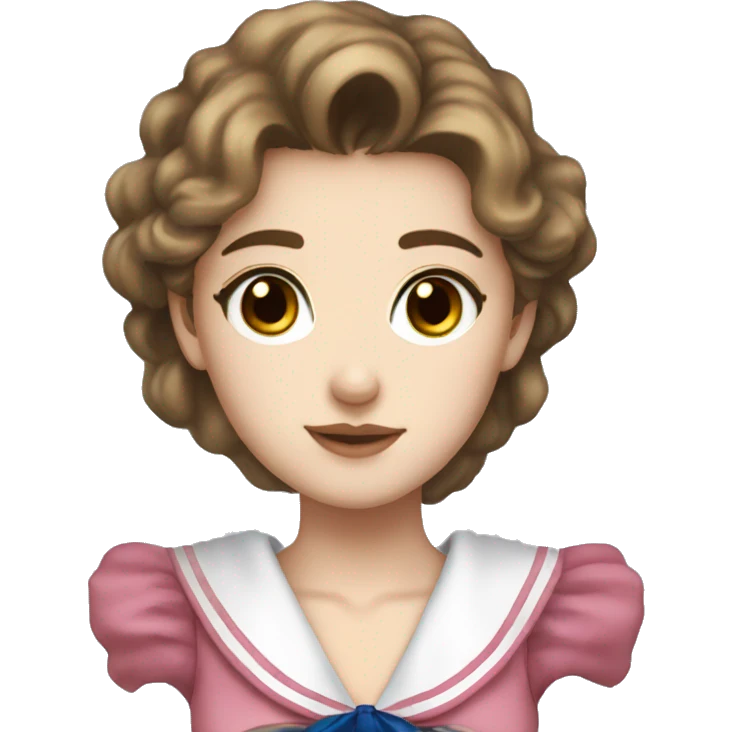 Sailor Moon with brown hair, brown eyes, fair skin emoji