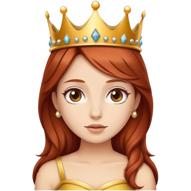 Girl with auburn hair wearing crown  emoji