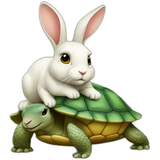lapin sur tortue emoji