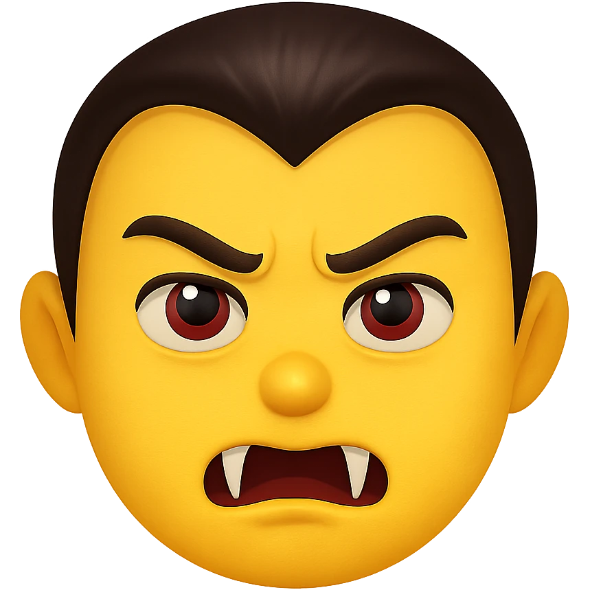 face with vampire fangs emoji, digital illustration, no background emoji