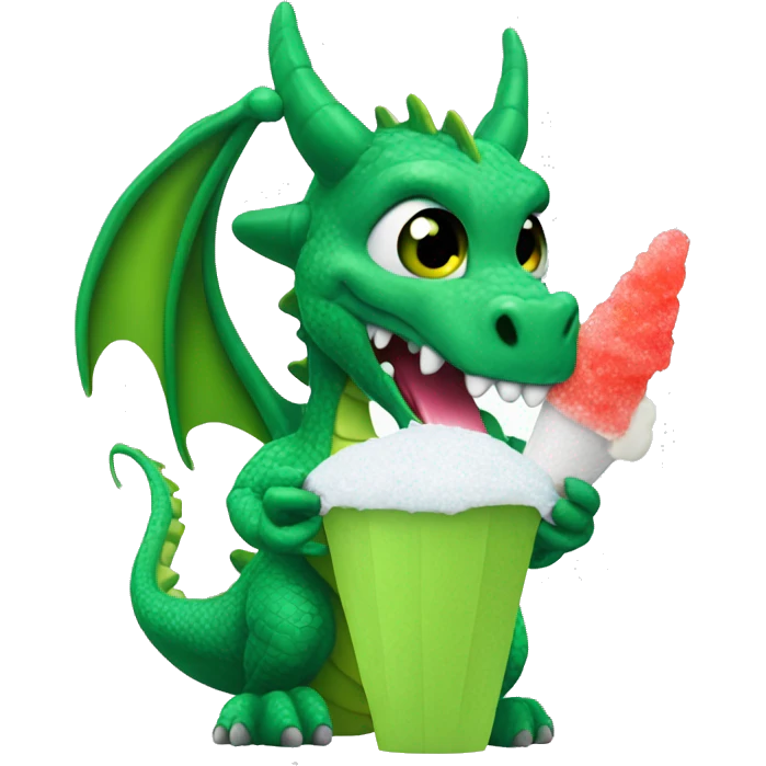 Green Dragon eating sno cone  emoji