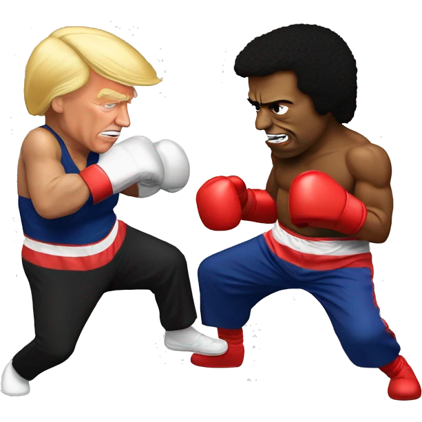 kamala harris and donald trump fighting in a boxing match emoji