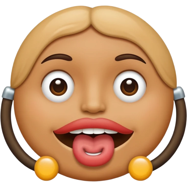 Pole in mouth with circles at the two ends emoji