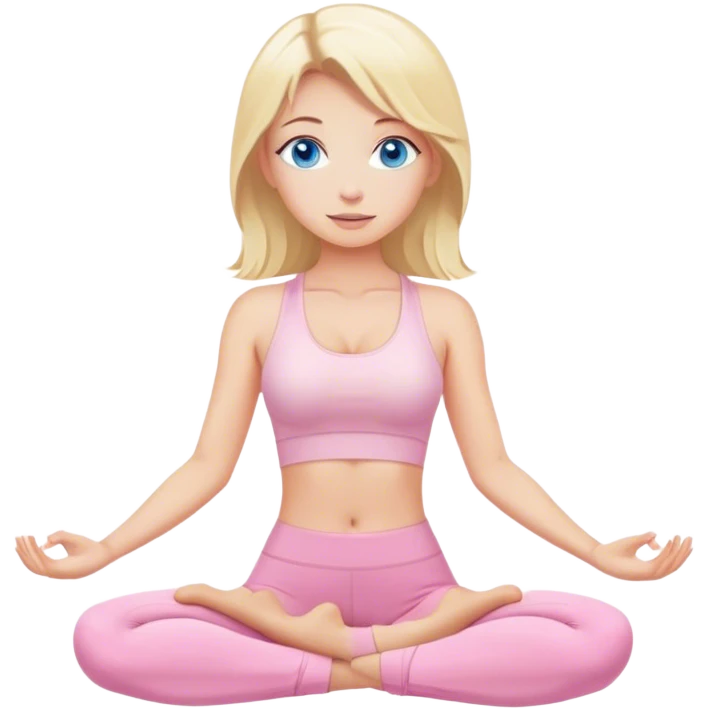 blond blue eyes yoga girl in light pink clothes emoji