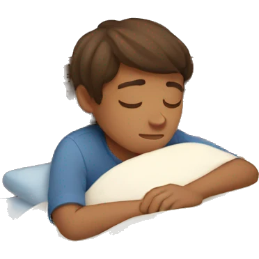 Brown hair boy sleeping in bed emoji