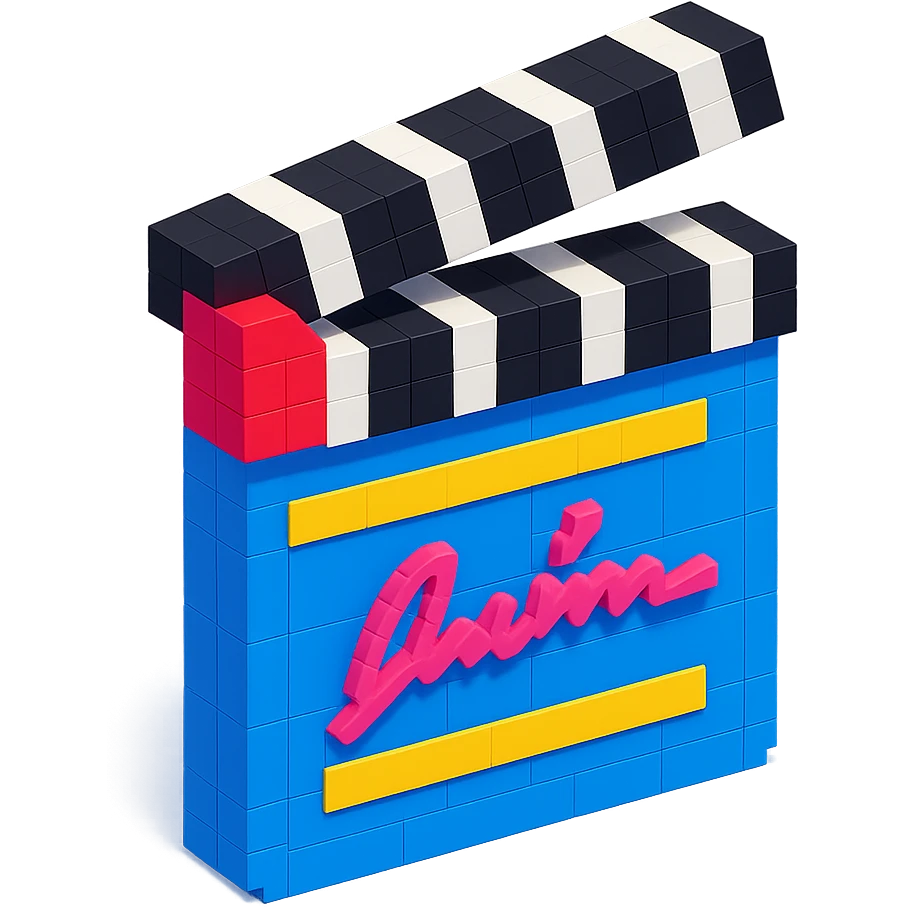 voxel style movie clapperboard with a director's signature, isometric view emoji