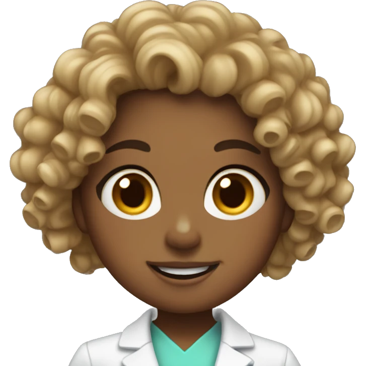 Curly girl dentist with freckles  emoji