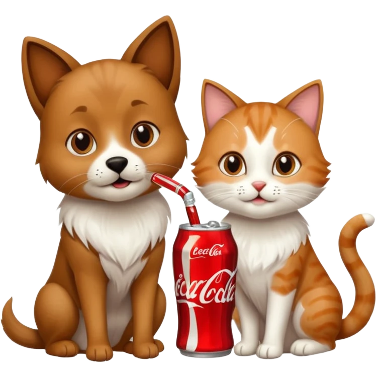 Perro co gato tomando coca emoji