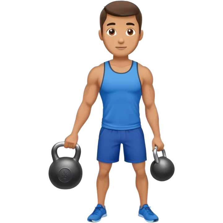 fit man with blue shorts holding kettlebell emoji