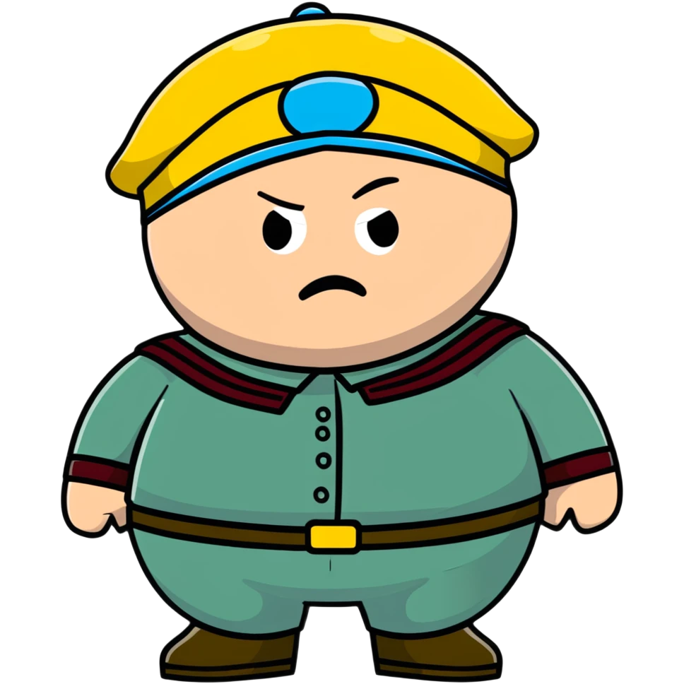 Cartman from South Park in military uniform, combat gear emoji