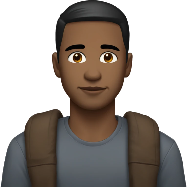 white man black short hair, brown eyes, medium sized lips, cute nose, beauty mark in between is eyebrows but a little up very small one though and ears stick out A LITTLE BIT emoji