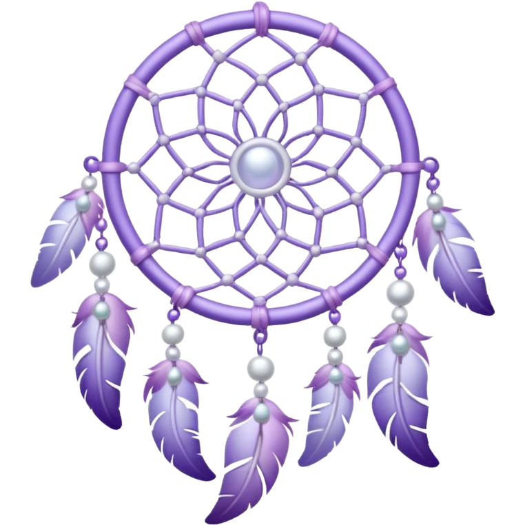 Pastel Violet white silvery lavender dreamcatcher, white bead pearls  emoji