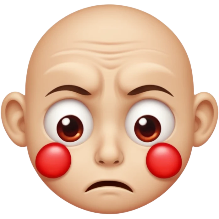apple emoji style face with scrunched nose and wide eyes, showing regret after tasting something bad, no text emoji