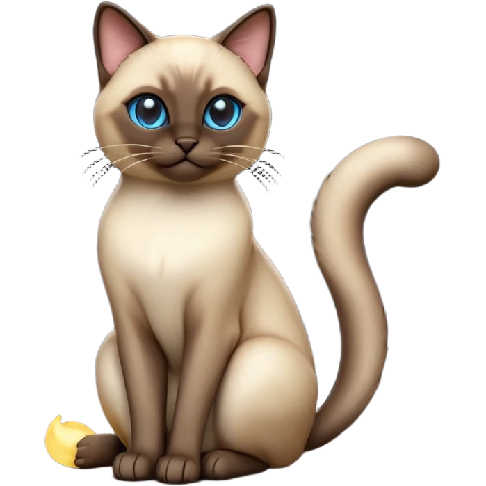 cinematic-[siamese cat]-realistic-full-body-sitting-emoji,-tail-curled-playfully-around-its-paws,-head-tilted-dramatically,-sleek-[siamese]-fur,-simplified-yet-realistic-focused-features,-highly-detailed,-glowing-with-an-almost-sarcastic-glow emoji