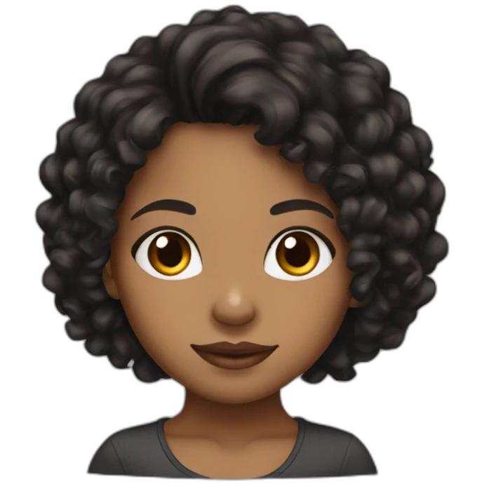Brown girl ear pierced long black curly hair emoji
