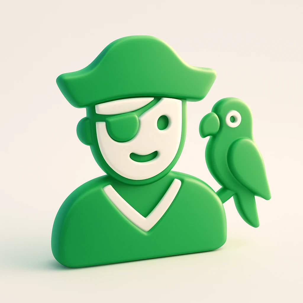 pirate with eye patch and parrot emoji