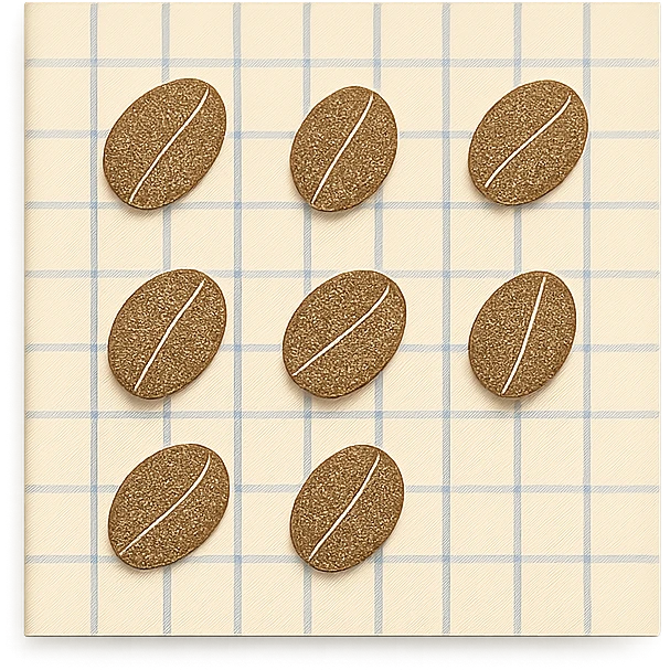 coffee bean pattern grid paper background for journaling, soft pastel style, transparent background emoji