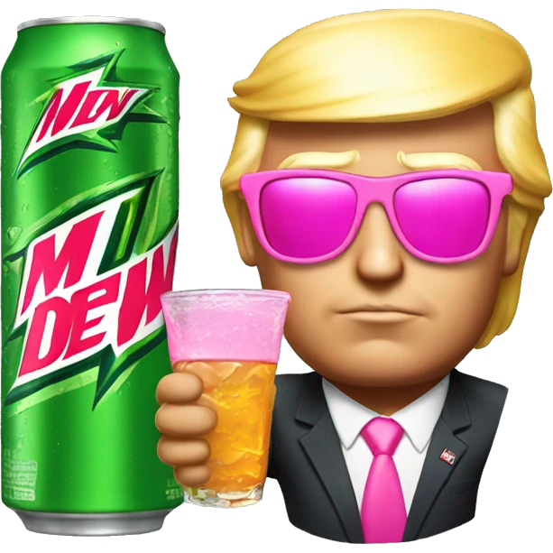 donald trump with pink sunglasses while drinking mtn dew emoji