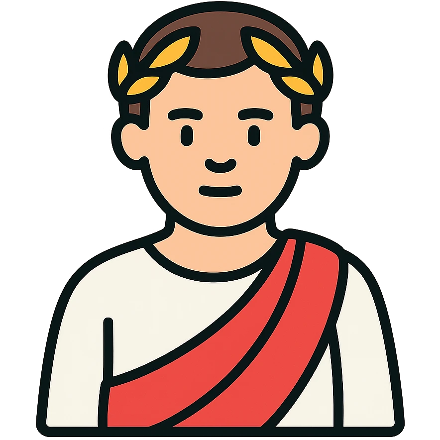 color outline icon of Tiberius Gracchus wearing a Roman toga emoji
