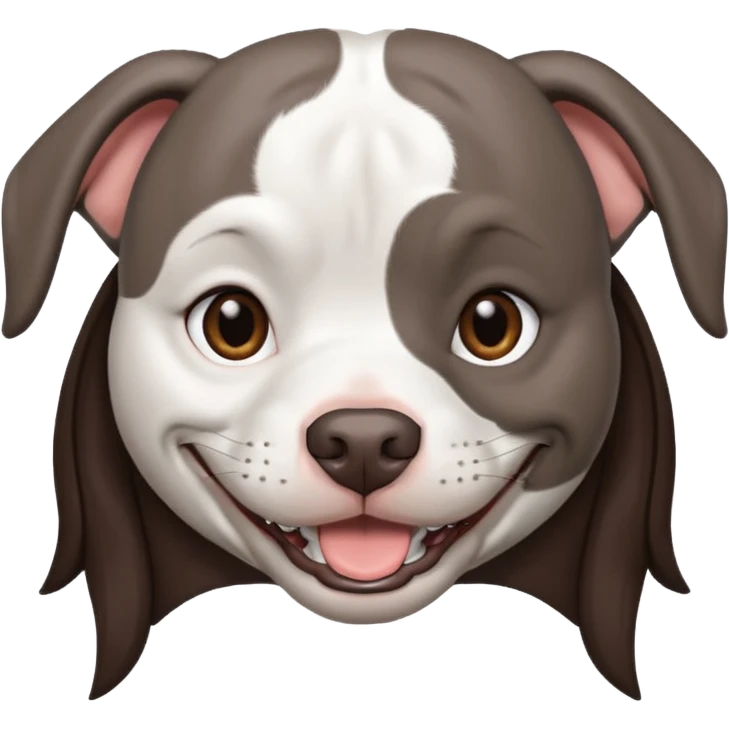Completely Grey pitbull with one Long and Full darkBrown haired pretty Girl  emoji