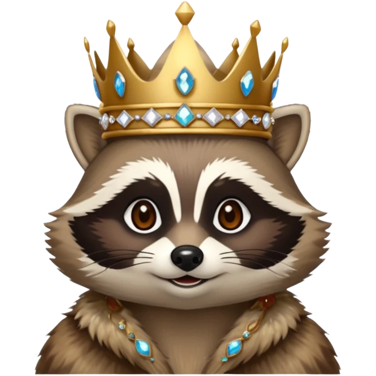 queen racoon with jewelled crown  emoji