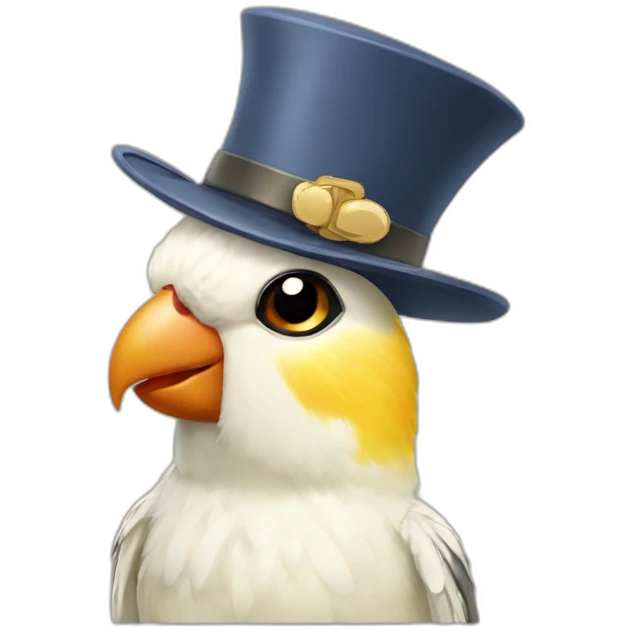 cockatiel with hat emoji