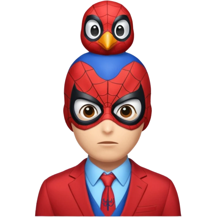 Spiderman with a penguin on his head emoji