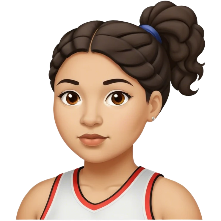  plus size light skin latino women basketball player with wavy dark hair in pony tail flat wide nose  emoji