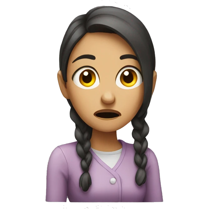 Lady looking extremely stressed out emoji