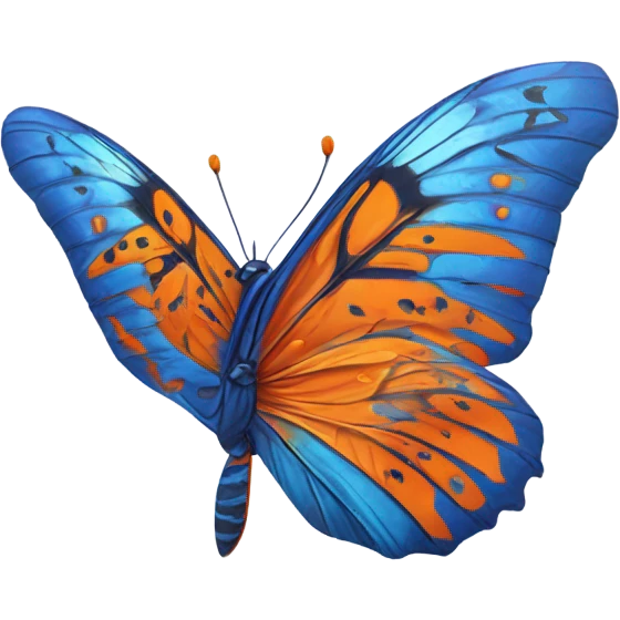 Blue and orange butterfly with both wings emoji