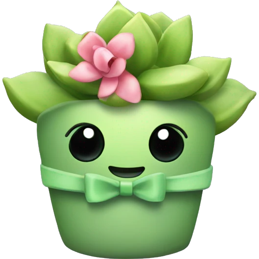 a cute succulent with a bow emoji