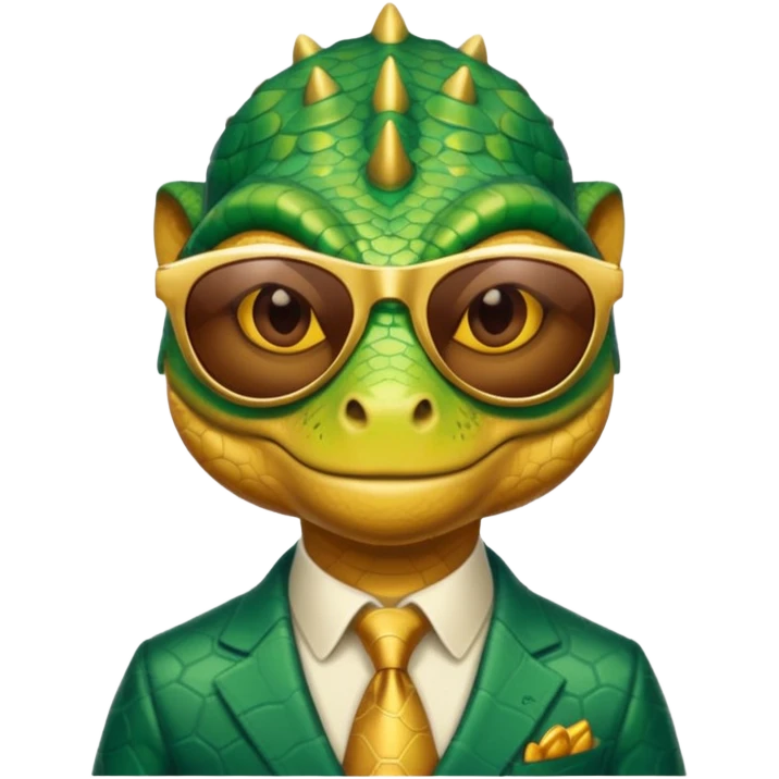 rich capitalist lizard king gold sunglasses emoji