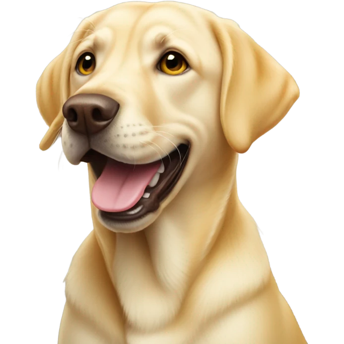 Yellow lab smiling with nose to ground emoji