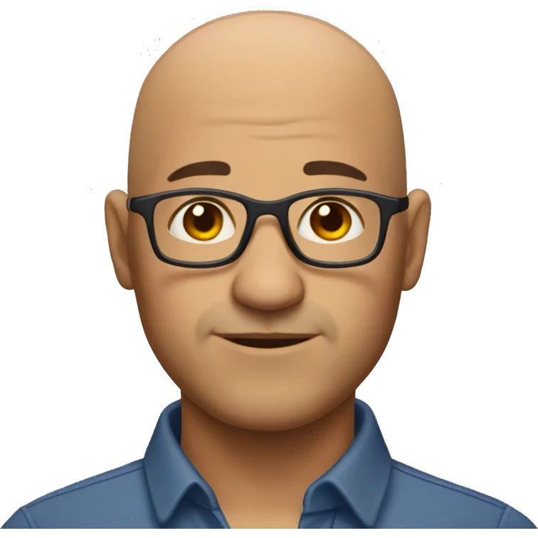 Bald Latino no glasses old teacher emoji