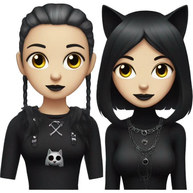 Black cat and goth girl emoji