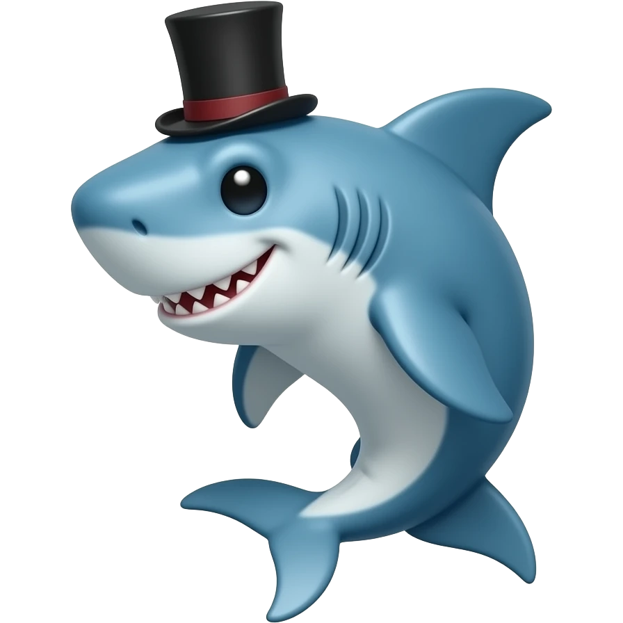 Shark with a top hat emoji