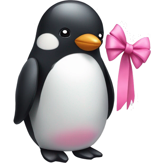 sad penguin with a pink bow emoji