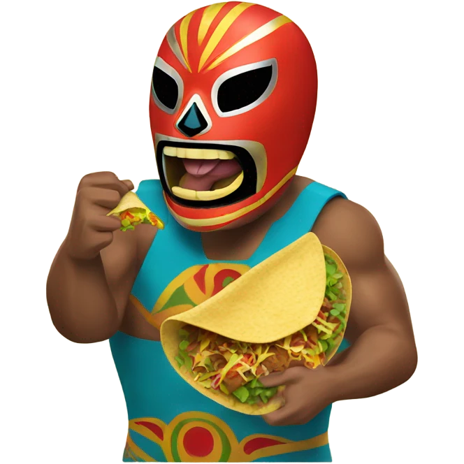 Luchador eating taco emoji