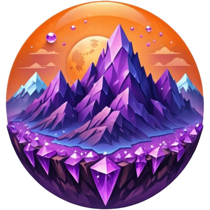 planet, crystal Planet, surface covered in glowing crystals mountains and dust emoji