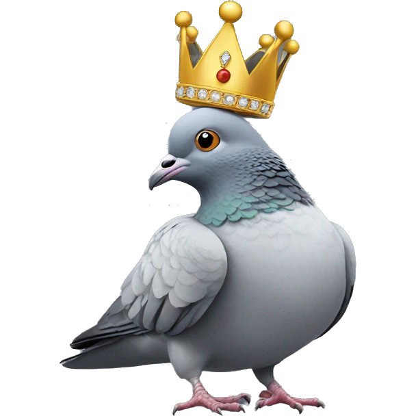 A pigeon in a crown emoji