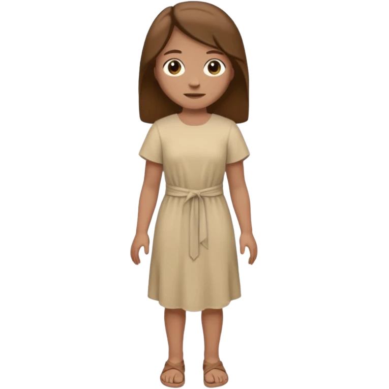 fullbody, head-to-toe, Lazarus's sister, Jesus's friend, with brown hair and beige dress, normal emoji style emoji