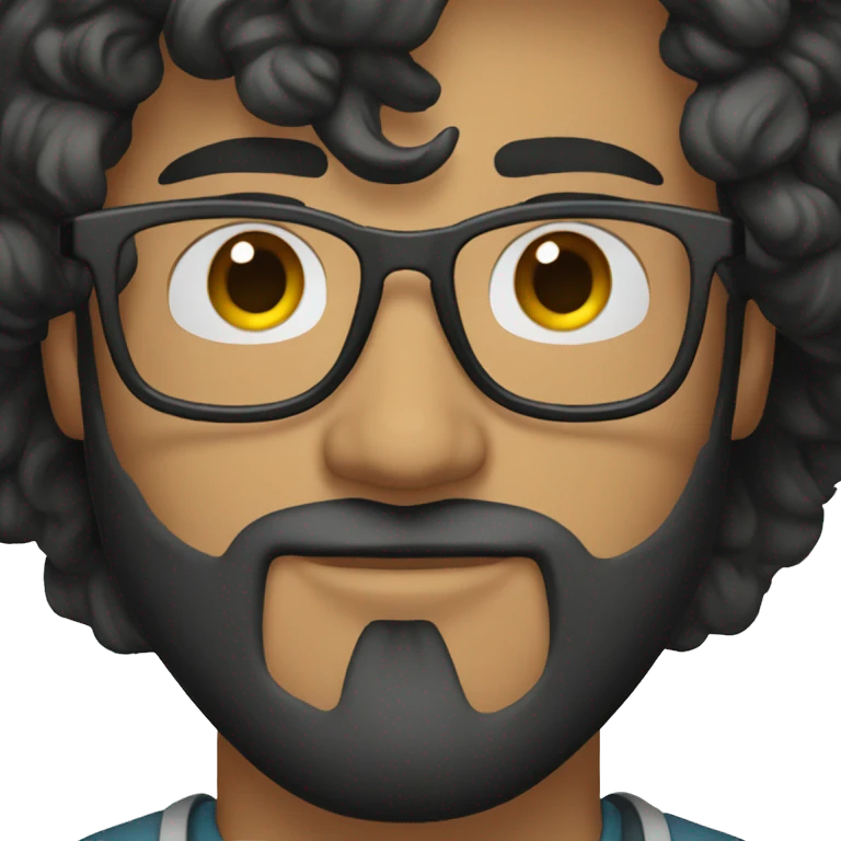 27 Year Old Man, beard, black Hair, Eyeglasses emoji