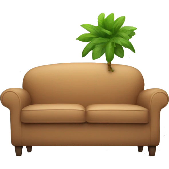 couch with a plant on the side and a table emoji