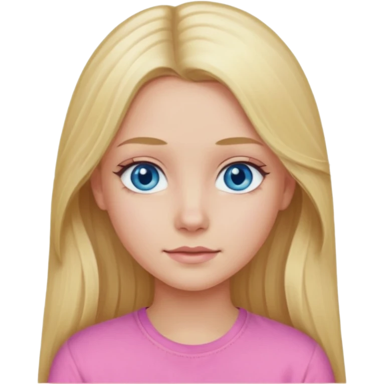 blonde girl long hair blue eyes pink shirt emoji