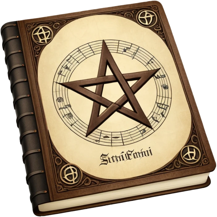 music score notebook with satand emoji